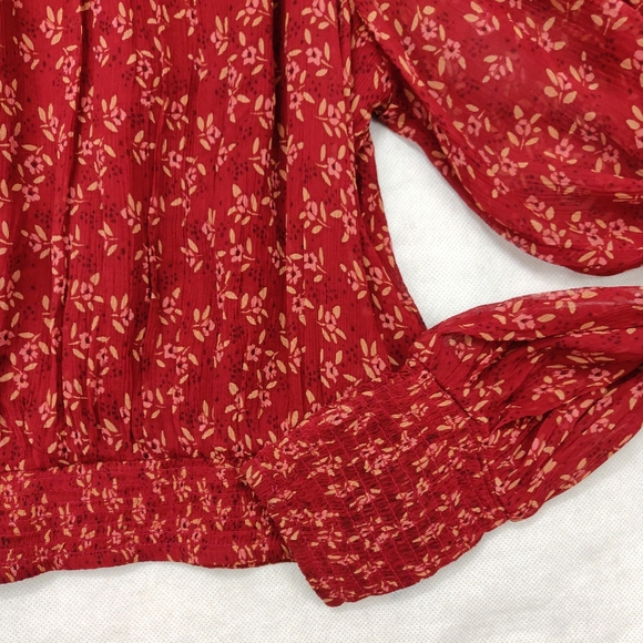Free People Blouse Roma Red Floral Print Small - Picture 9 of 16